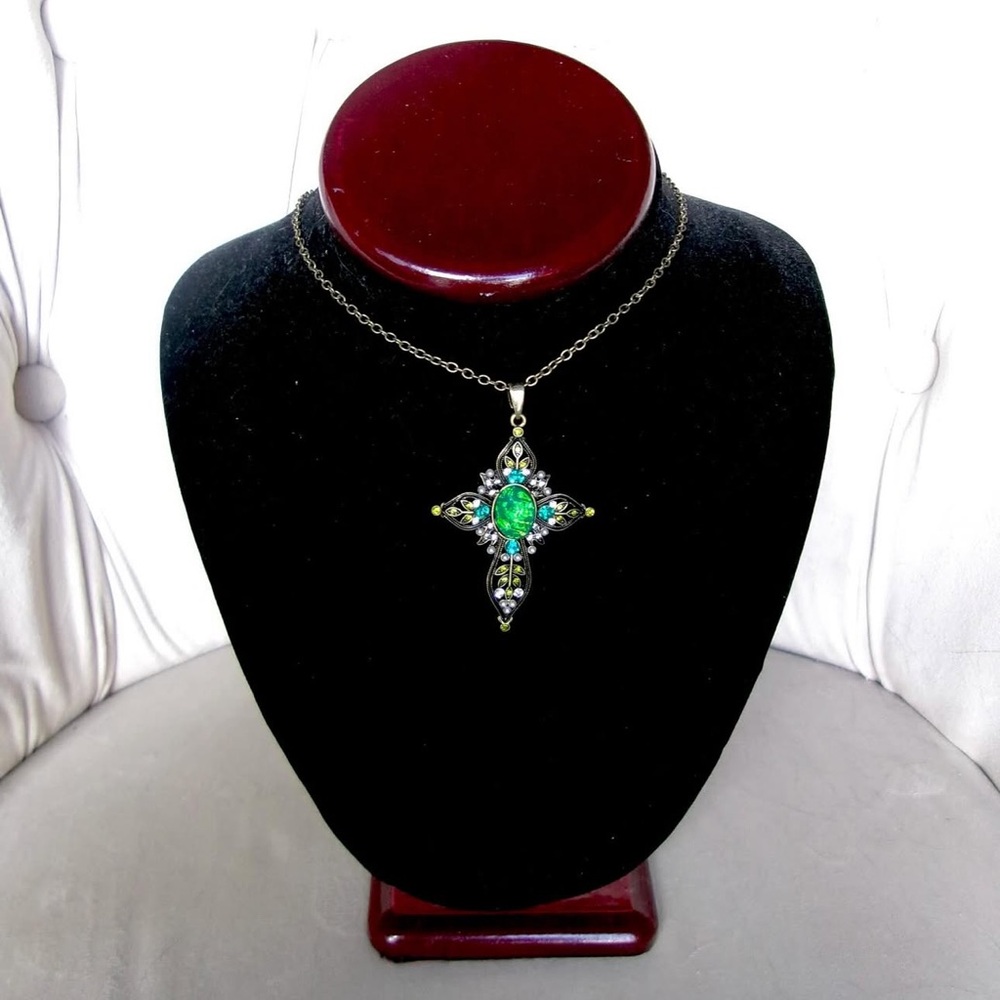 Emerald Cross Necklace